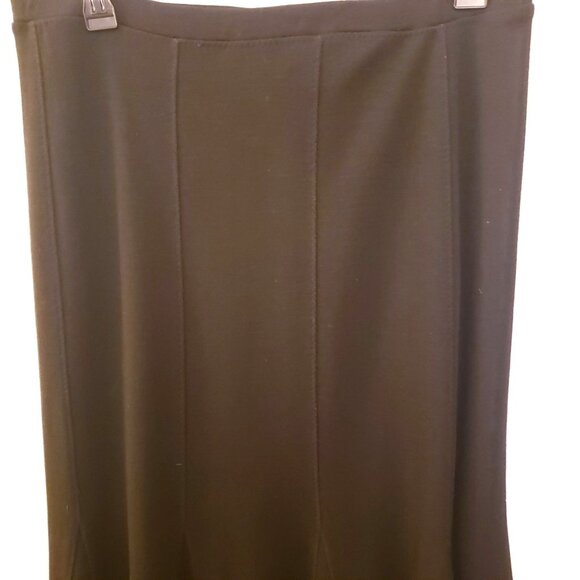 Eileen Fisher Elegant Black Knit Wool Blend Trumpet Hem Maxi Skirt Size L EUC - Picture 2 of 9
